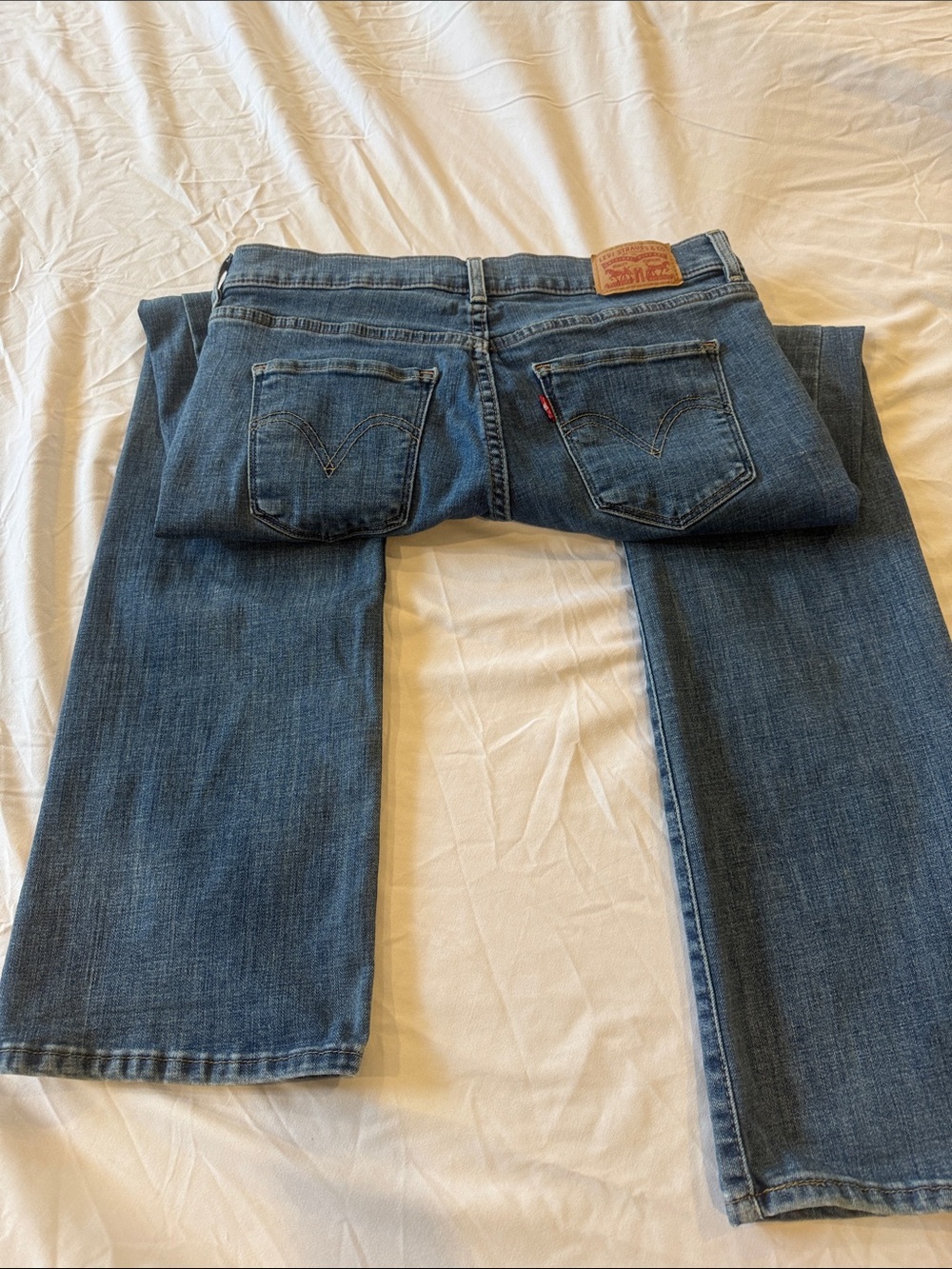Levi's Medium Blue Denim Straight Jeans with Red Tab Classic Boot